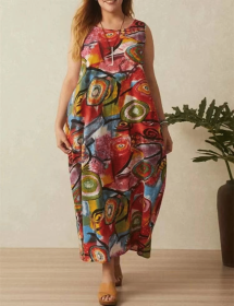 Handmade  Special Design 100% Linen Long Dress