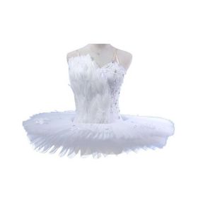 White Feather Girls Ballet Dress Swan Costume Kids Dance Dress Ballet Tutu Gauze Skirt