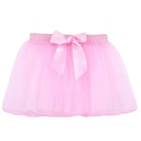 Girls Cute Bowknot Pink Ballet Bubble Tutu Skirt Dance Dress Up Costumes, 25cm