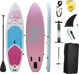 Inflatable Stand Up Paddle Board ï¿½ï¿½ï¿½ Simple Deluxe Premium SUP for All Skill Levels, Pink Paddle Boards for Adults & Youth