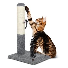 18 Inch Cat Scratching Post Pad with Cat Self Groomer,Cat Scratcher with Cat Brush,Kitten Scratch Post with Activity Dangling Ball