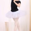 Women Swan Ballet Tutu Skirt Hard Organdy Performance Leotard Mini Skirt Dance Costume, White 34cm