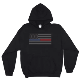 Pullover/Hooded Police/Thin Blue & Red Line Black (Opation: Medium)
