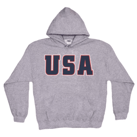 USA Flag Pullover/Hood Sweatshirt Grey (Opation: Small)