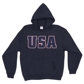 USA Flag Pullover/Hood Sweatshirt Navy (Opation: Medium)