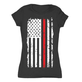 Women's Cotton Tee Vintage Red Line Black (Opation: Small)
