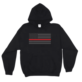 Pullover/Hooded Police/Thin Red Line Black (Opation: XL)