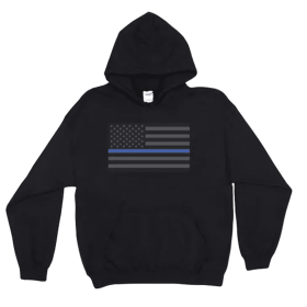 Pullover/Hooded Police/Thin Blue Line Black (Opation: Small)