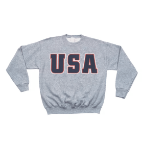 USA Flag Crewneck Sweatshirt Grey (Opation: XL)