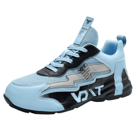 New men's wear-resistant non-slip cushioning basketball shoes combat sports shoes breathable tennis sneakers men's zapatillas (Color: Blue, size: 38)