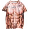 Mens Funny Muscle Printed Short Sleeve T-Shirt Muscle Man Costume Summer Tees