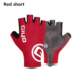 GIYO Touch Screen Long Full Fingers Half Fingers Gel Sports Cycling Gloves MTB Road Bike Riding Racing Women Men Bicycle Gloves (Color: red short, size: XXL)