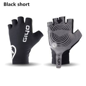 GIYO Touch Screen Long Full Fingers Half Fingers Gel Sports Cycling Gloves MTB Road Bike Riding Racing Women Men Bicycle Gloves (Color: black short, size: XXL)