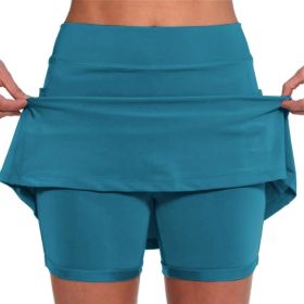 Elastic Yoga Culottes for Women Athletic Shorts Lightweight High Waist Joggers (Color: Blue, size: 5XL)