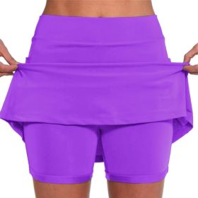 Elastic Yoga Culottes for Women Athletic Shorts Lightweight High Waist Joggers (Color: Purple, size: M)