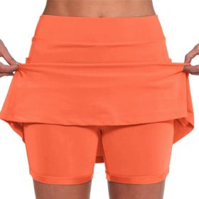Elastic Yoga Culottes for Women Athletic Shorts Lightweight High Waist Joggers (Color: Orange, size: 5XL)