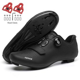 SPD Cycling Shoes Men Mtb Sneakers with Cleats Breathable Non-slip Road Speed Bike Shoes Women Racing Mountain Biking Footwear (Color: all in black road, size: 41)