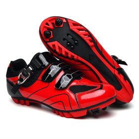 Cycling Sneaker Men Mtb Shoes Self-Locking Cleat Road Bike Boots Flat Bicycle Speed Sneaker Racing Women SPD Pedal Cycling Shoes (Color: red mtb, size: 40)