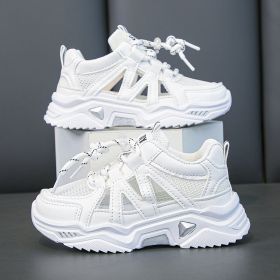 Tennis Sneakers for Children Kids Casual Shoes Boys Running Shoes Stripes Sports Shoes Baby Girls Trainers (Color: White, size: 33)