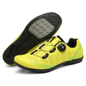 2022 Mtb Shoes Men Road Cycling Footwear Speed Sneakers Flat Pedal Racing Bike Boots Women Mountain Bicycle Shoes with SPD Cleat (Color: yellow rubber, size: 45)