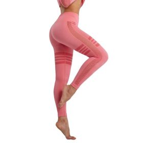 Hollow Mesh Breathable Yoga Pants (Color: Red, size: M)